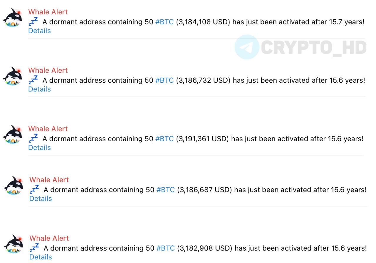 «Проснулось» сразу 5 ранних майнеров Биткоина из 2009 года – перевели по 50 BTC на новые кошельки  Whale Alert   Сryptо Headlines