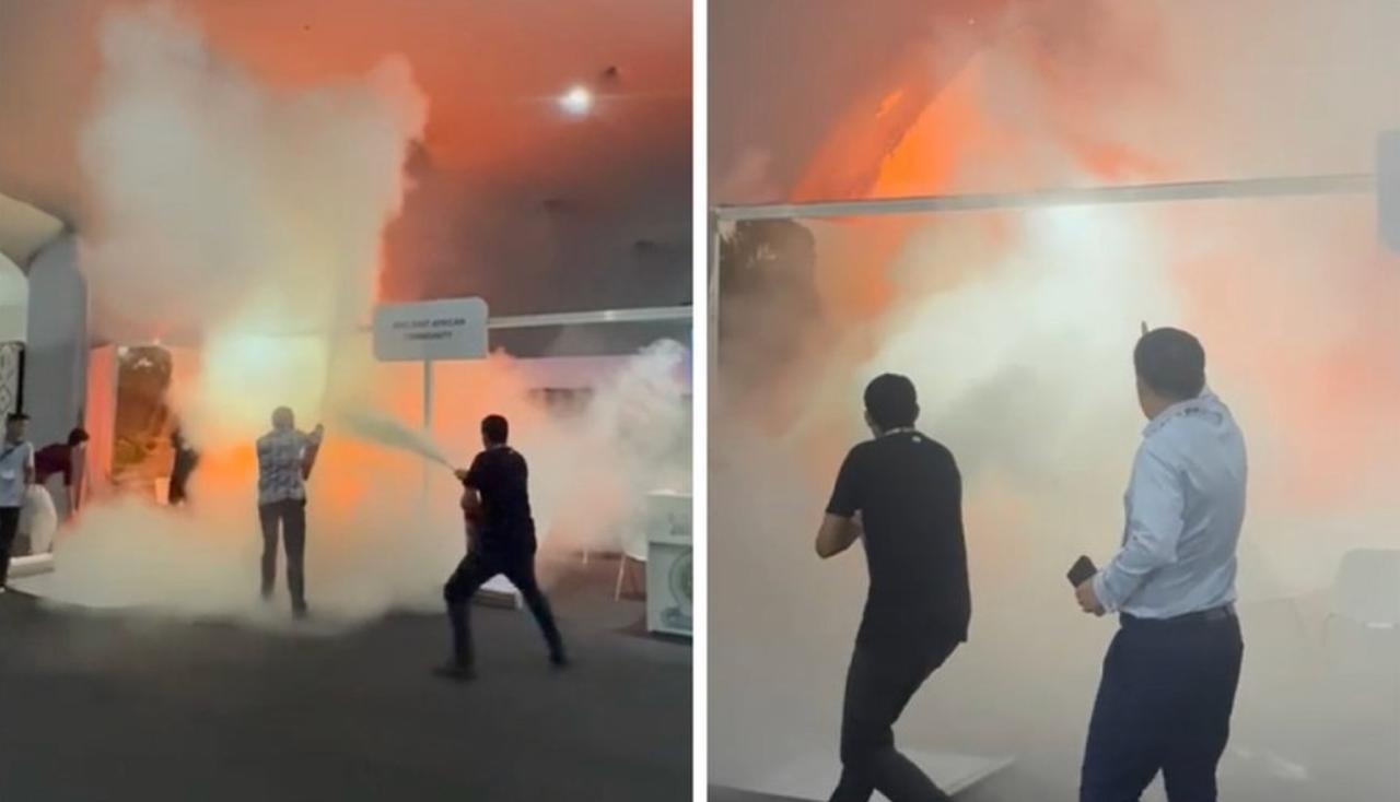 Пожарные локализовали возгорание произошедшее на месте проведения климатической конференции COP30 в бразильском городе Белен Пишут что загорелся мобильный телефон на стенде китайской компании Быстро потушить не смогли Так вот вместо бестолкового обсуждения отказа от нефти и газа лучше бы обсудили пожарную безопасность переработку и обращение с опасными но необходимыми материалами Больше было бы пользы Ранее ООН уже обращала внимание организаторов на проблемы с обеспечением безопасности когда активисты пытались прорваться на площадку саммита Тогда пострадали полицейские в этот раз участники надышались дыма