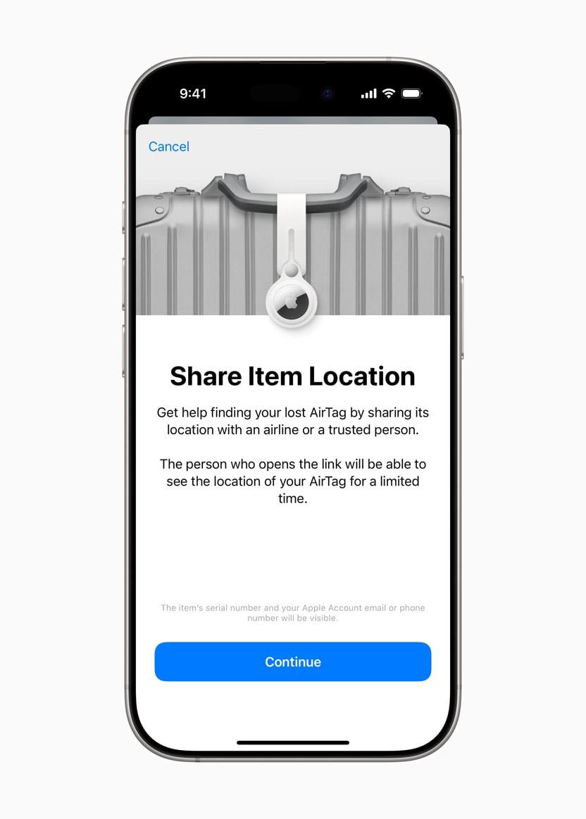 Локатор от Apple теперь позволяет пользователям сообщать третьим лицам местонахождение потерянных предметов.  Теперь если вы нашли чужую вещь, можете сгенерировать ссылку с её местонахождением и поделиться с авиакомпанией или другими людьми.  В первую очередь, это планируют использовать для поиска потерянного багажа.    Работает начиная с iPhone XS и iOS 18.2