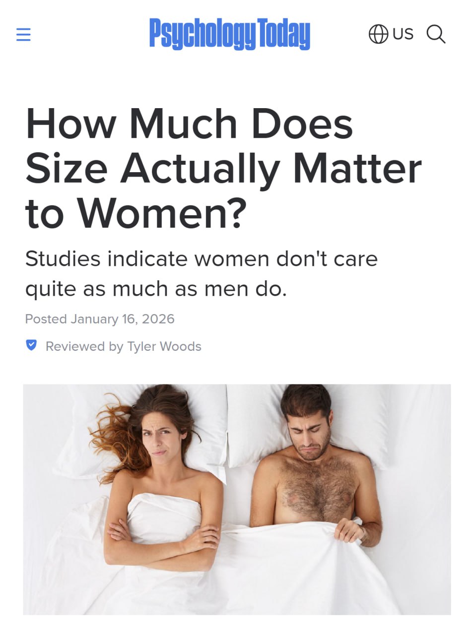 Размер члена НЕ имеет значения для женщин показало исследование производителя секс игрушек Lovehoney Вот что стало известно из анализ продаж Популярность дилдо не зависела от длины Игрушки большого диаметра были менее популярны чем среднего Сверхкрупные модели сильно на любителя При этом размер пениса всё равно один из самых главных поводов для беспокойств в сексуальном плане Эксперты объясняют это искажённым восприятием от просмотра порно у актёров чаще всего размеры больше среднего Отправьте тому самому другу чтобы больше не переживал