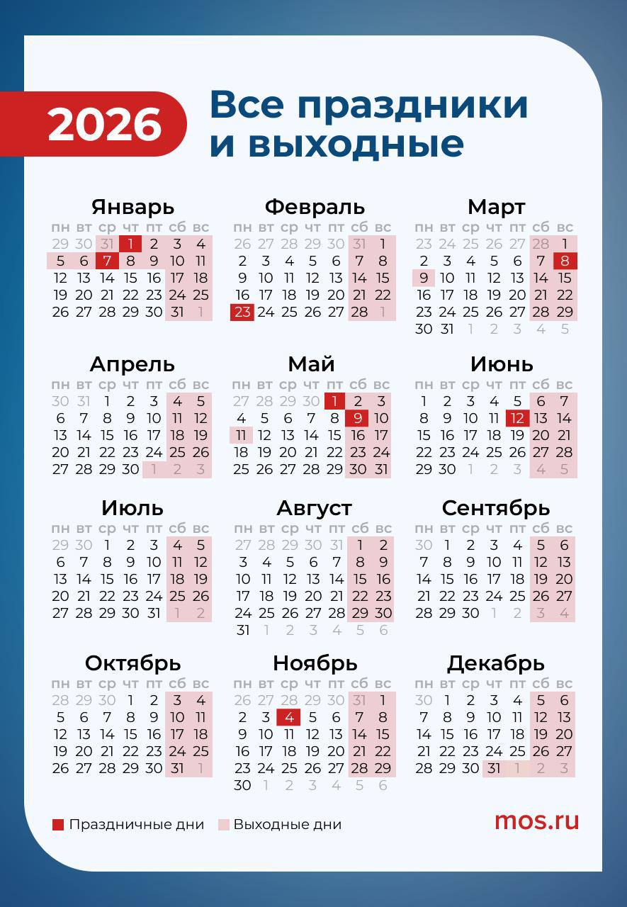 Первый день январских выходных отличный момент вспомнить сколько будем отдыхать в 2026 году Сверяйтесь с нашим календарем