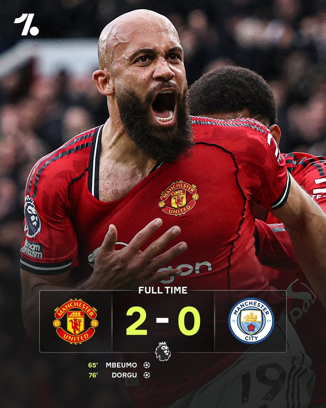 Манчестер красный МЮ в дерби и первом же матче под руководством Каррика кладет на лопатки Гвардиолу и Сити и поднимается на промежуточное четвертое место