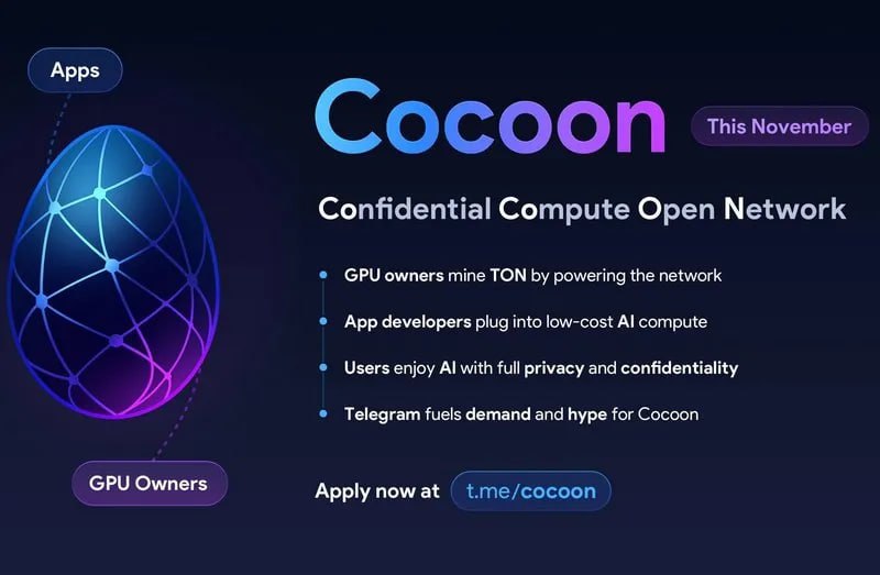 Павел Дуров анонсировал проект Cocoon Это децентрализованная сеть которая позволит разработчикам ИИ арендовать за TON вычислительные мощности у владельцев видеокарт Проект заработает в ноябре Готовьте свои видеокарты под новый ИИ майнинг Мой Компьютер