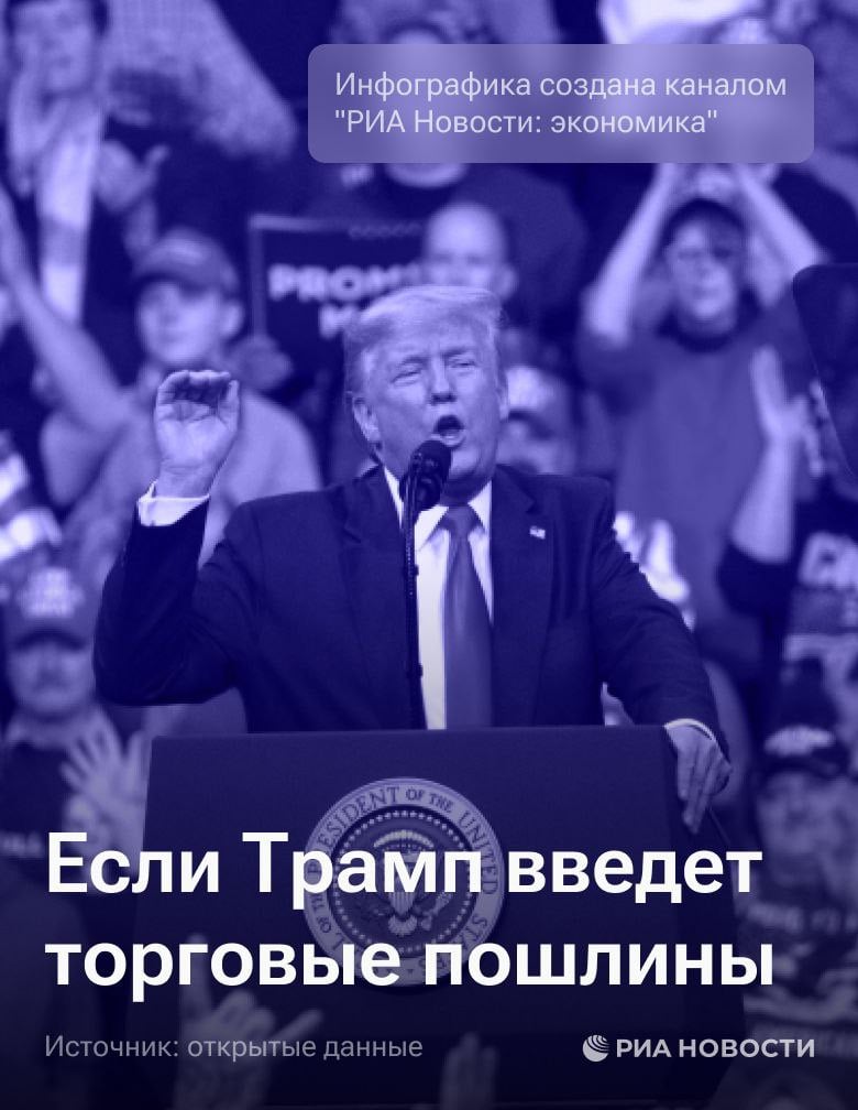 Кандидат в президенты США Дональд Трамп пообещал ввести повышенные пошлины на весь импорт в страну. РИА Новости попросило экспертов оценить последствия такого шага для самих Штатов и мира.  Результат - в наших карточках.