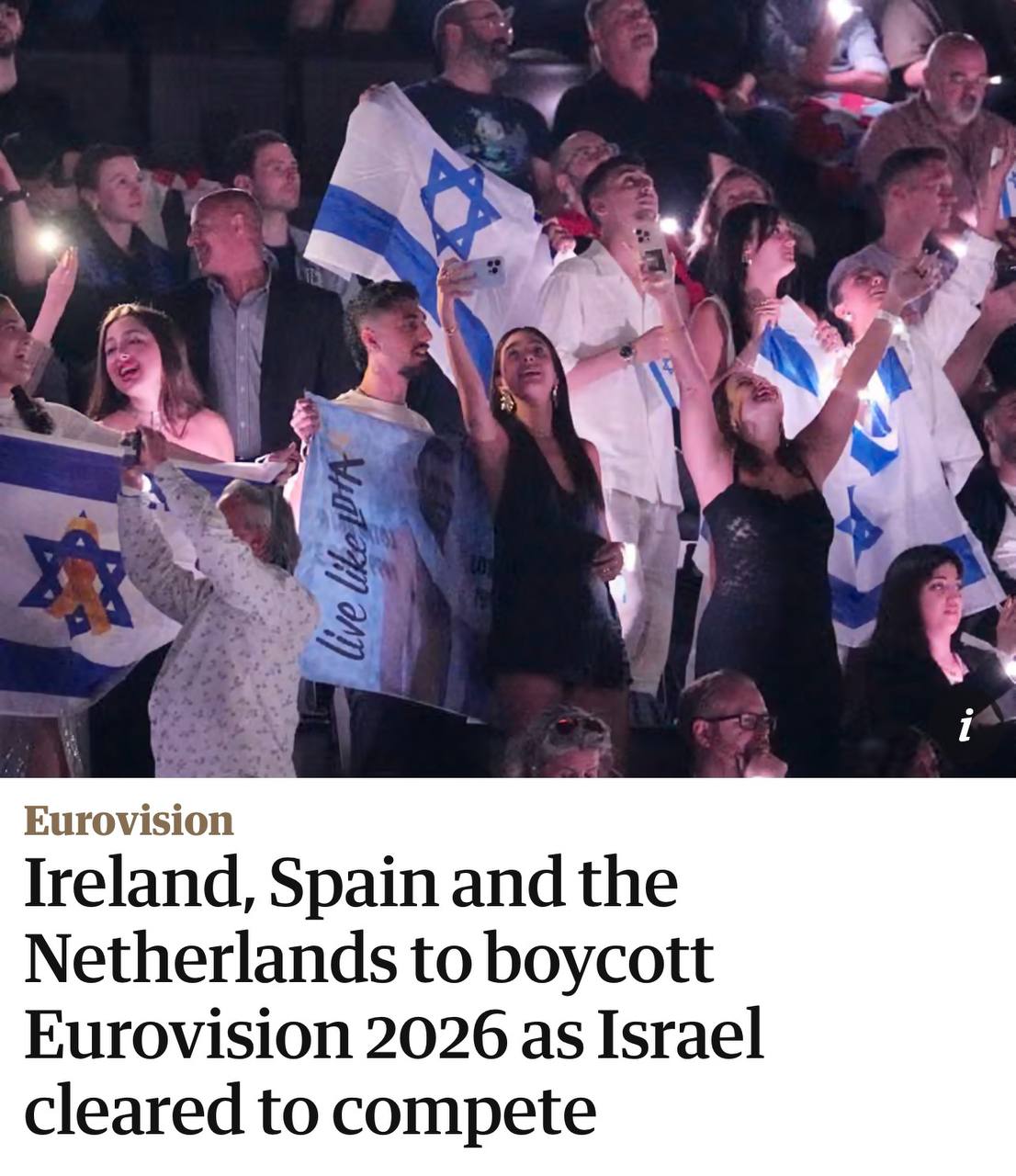 Страны Евросоюза бойкотируют Евровидение после решения пустить на конкурс Израиль пишет The Guardian От участия уже отказались Нидерланды Испания Ирландия и Словения шоу не будут транслировать в Дублине Государства считают решение EBU со включением Израиля недопустимым из за геноцида в Газе investingcorp