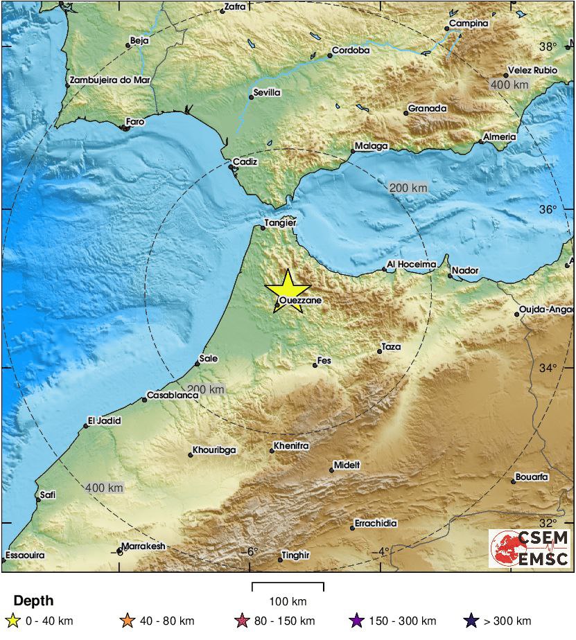 Очередное землетрясение в Марокко произошло 10 февраля около 23:50 по местному времени. Эпицентром называют участок между городами Уаззан и Каср-Кебир. Небольшие толчки ощущались в Рабате, Касабланке, Танжере и Фесе. По предварительным данным, магнитуда землетрясения составила 4,1 балла по шкале Рихтера.