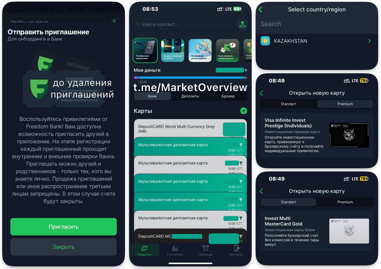 Телеграм-канал nonrucards сообщает, что Freedom Bank приостановил доставку карт в Россию: Это «временное» решение было принято в связи с проверками со стороны Центрального Банка Казахстана. Также россиянам временно запретили открывать счета в банке удаленно, все приглашения аннулированы.  Приглашения действительно пропали, а также больше нельзя заказать доставку в Россию. Предположу, что это временная приостановка, связанная с прекращением выдачи ИИН через консульства Казахстана в России с 1 января 2025 г. и просто новогодними праздниками, во время которых курьерские службы в России просто не работают.  nonrucards