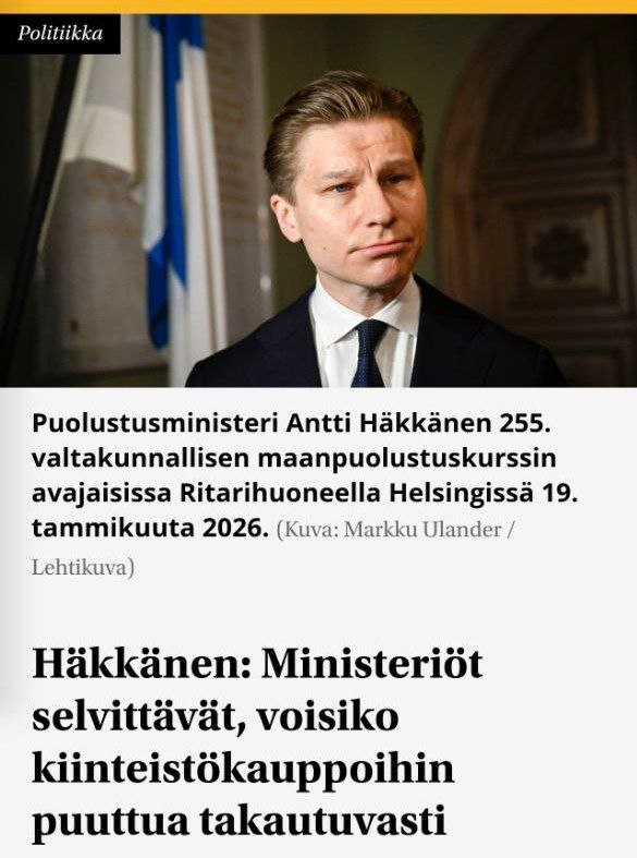 Финляндия хочет отбирать дома у россиян под предлогом защиты национальной безопасности В стране планируют отменять сделки заключённые за последние 20 лет и конфисковывать имущество приобретённое россиянами в Финляндии сообщает издание Suomenmaa со ссылкой на министра обороны Финляндии Хяккянена banksta