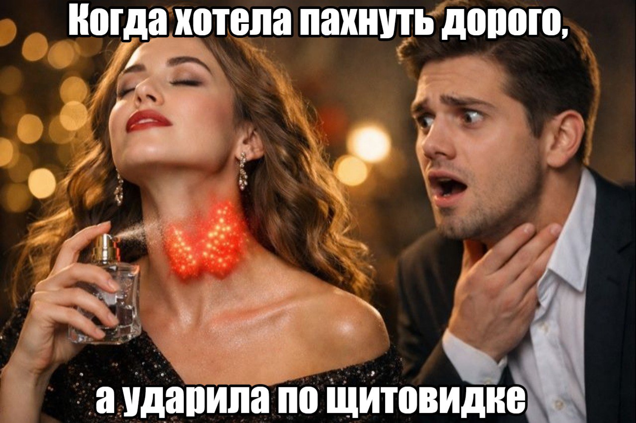 Привычка брызгать духи на шею оказалась вредной для щитовидки Кожа в этой зоне очень тонкая и пронизана сосудами поэтому химические вещества из парфюма быстрее попадают в кровь пишет Daily Mail А прямо под ней расположена щитовидная железа один из ключевых органов гормональной системы При регулярном распылении аромата на шею компоненты духов могут нарушать выработку гормонов Эксперты советуют оставить эту зону в покое и наносить парфюм на одежду или участки тела где кожа плотнее и дальше от щитовидки Подпишитесь на Абзац TG VK Дзен MAX Rutube