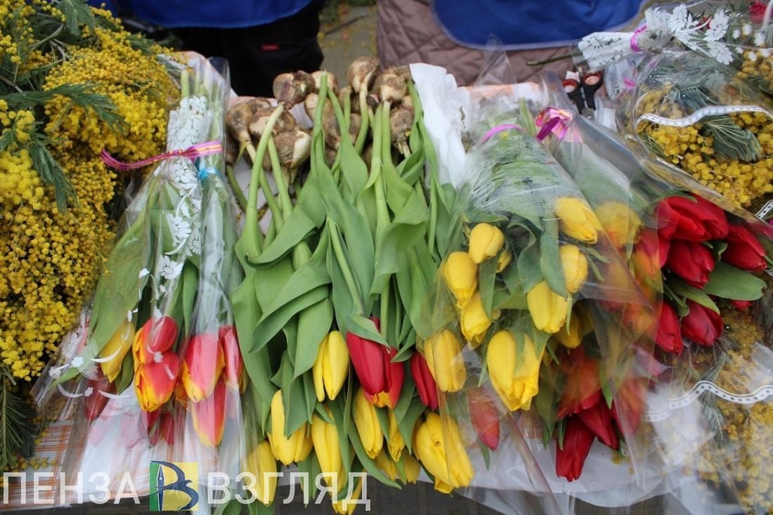 В Пензе перед праздником 8 Марта откроются цветочные ярмарки   С 5 по 9 марта в Пензе будут организованы ярмарки по продаже живых цветов.  Открытие ярмарок приурочено к Международному женскому дню. Постановление о начале торговли подписал глава города Олег Денисов.  Ярмарки будут работать с 9:00 до 19:00 по следующим адресам:    улица Чехова  от пересечения с Суворова до пересечения с Бакунина ,   проспект Победы, 24,   улица Карпинского, 39,   улица Коммунистическая, 35,   улица 8 Марта, 7Б,   проспект Строителей, 38-40,   улица Терновского, 207 и 170  в районе остановки «ТЦ «Куб» по обеим сторонам дороги ,   улица Экспериментальная, 8,   улица Калинина, 93,   улица Луначарского, 11,   улица Мира, 27.