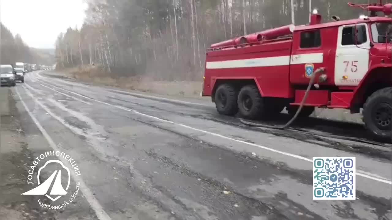 На трассе М 5 Урал под Усть Катавом произошло возгорание фуры