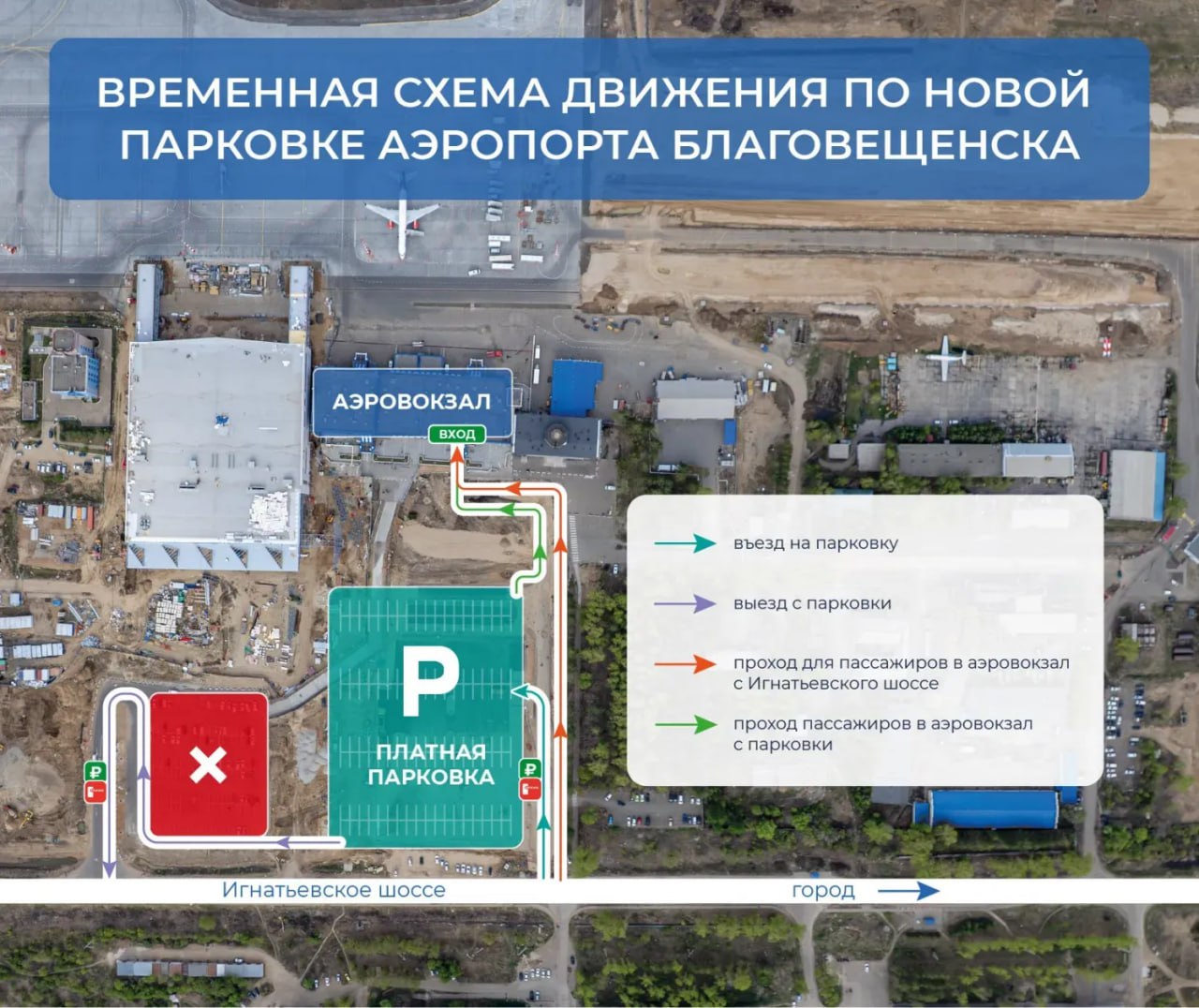 Новый участок парковки откроют в аэропорту Благовещенск В понедельник, 23 июня, в аэропорту Благовещенск заработает новый участок парковки. Он расположен на месте старой привокзальной площади. В результате комплексной реконструкции здесь уложили более 13 тысяч квадратных метров асфальта, установили бордюры, оборудовали мачты освещения, шлагбаумы и терминалы оплаты. Новый участок парковки сможет одновременно вместить 231 транспортное средство. На въезде и на выезде будут работать по два шлагбаума. "Далее работы по реконструкции продолжатся на действующем участке парковки. Он закроется для автомобилистов с 23 июня. В связи с этим меняется схема въезда на парковку. Въезд на новый участок парковки будет расположен на том же месте, где он находился до начала работ по комплексной реконструкции. Выезд останется в том же месте, где он расположен сейчас. Проехать к нему можно по периметру первого участка парковочной зоны", - пояснили в пресс-службе аэропорта Благовещенск. Работы по реконструкции привокзальной площади завершатся в третьем квартале текущего года. Новая парковка сможет одновременно вместить до 600 транспортных средств, а в центре площади появится рекреационная зона с амфитеатром, садом камней, лавочками и местами для багажных тележек. Новую привокзальную площадь украсят 279 деревьев. ТЕЛЕПОРТ.РФ – здесь все об Амурской области Написать нам