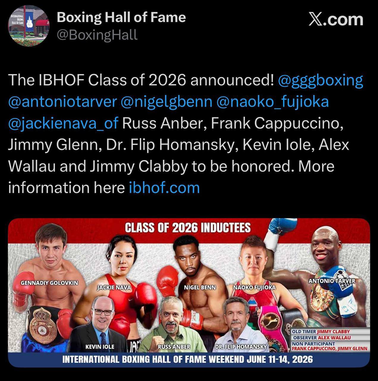 GGG вошёл в Международный зал боксёрской славы Впервые там появится имя казахстанского спортсмена Зал славы находится в США и хранит истории самых великих боксёров Теперь рядом с Мухаммедом Али Майком Тайсоном и Флойдом Мейвезером будет и имя Геннадия Головкина Доброе утро