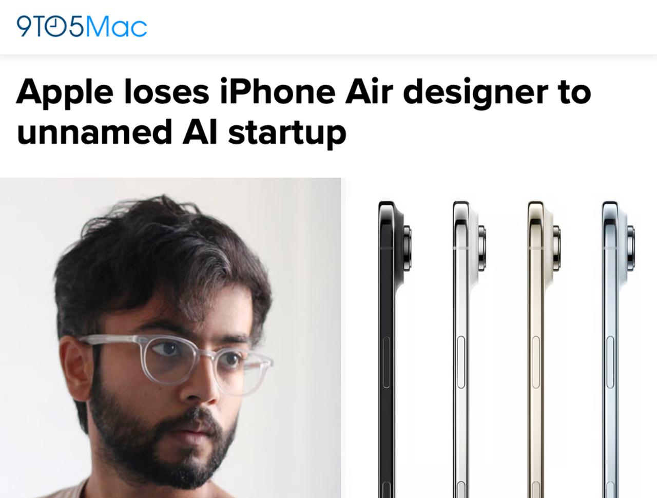 Дизайнер iPhone Air самого провального iPhone компании уволился из Apple Теперь он будет работать в ИИ стартапе классика накосячил закрыл ноут сказал ребята дальше без меня concertzaal