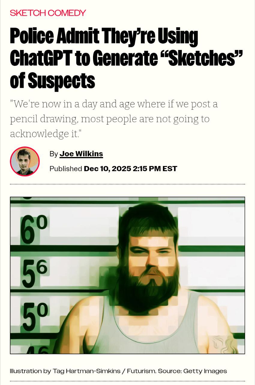 Полиция городка из США апгрейднула фотороботы и теперь генерирует лица подозреваемых через ИИ Местный художник криминалист поделился что обычные карандашные скетчи люди просто не замечают особенно в соцсетях Но пока новые технологии результаты не улучшили   Хайп есть арестов нет