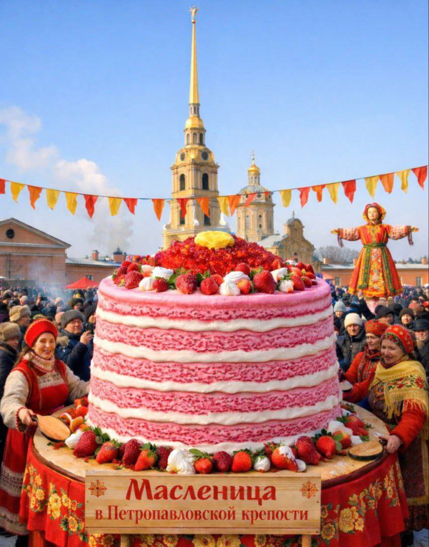 Как пройдет Масленица в Петропавловской крепости На фестивале Масленица в Петропавловской крепости приготовят розовый блинный пирог 22 февраля гостей ждёт особая начинка и около 700 килограммов пирога или почти 5 тысяч порций Вход свободный петроградский РК ostrova peterburga