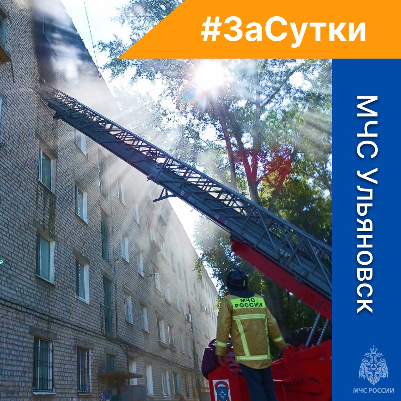 # на Заводском проезде Заволжского района Ульяновска произошел пожар в многоквартирном жилом доме. Пожарно-спасательными подразделениями спасены 6 человек, эвакуированы 20 жителей. Огнем повреждена комната гостиничного типа на 12 квадратных метрах. В тушении участвовали 23 специалиста и 7 единиц техники. Предположительная причина — короткое замыкание электропроводки. на улице Балканы населенного пункта Малый Барышок Сурского района загорелся жилой дом и надворные постройки. К ликвидации были привлечены 8 огнеборцев и 3 единицы техники. Пострадавших нет. В результате пожара огнем уничтожено строение на площади 30 квадратных метров и сарай. Вероятная причина происшествия — неосторожность при курении. пожарно-спасательные подразделения 4 раза привлекались для ликвидации последствий ДТП; на водных объектах происшествий не зарегистрировано. Уважаемые жители региона Соблюдайте основные правила и требования пожарной безопасности в быту и на природе в условиях особого противопожарного режима, который действует в регионе до 1 сентября!