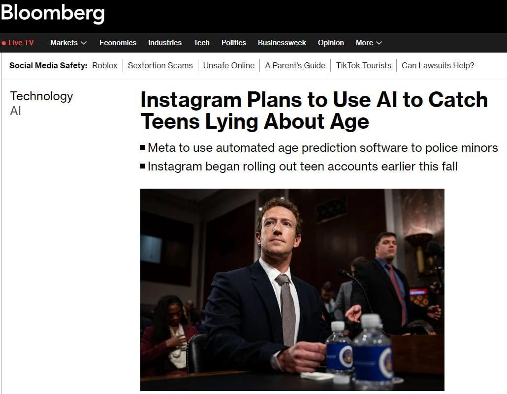 Instagram будет применять искусственный интеллект для определения настоящего возраста своих пользователей-подростков, сообщает Bloomberg. Система сможет анализировать профиль, список подписчиков и взаимодействия пользователя с контентом. Она даже будет сканировать посты с поздравлениями ко дню рождения, размещенные друзьями, чтобы оценить возраст владельца аккаунта.  Если будет подозрение на то, что пользователю еще нет 18 лет, его аккаунт автоматически переведут в режим для подростков, даже если в профиле указано другое возрастное значение.  [Источник: Бизнес точка]