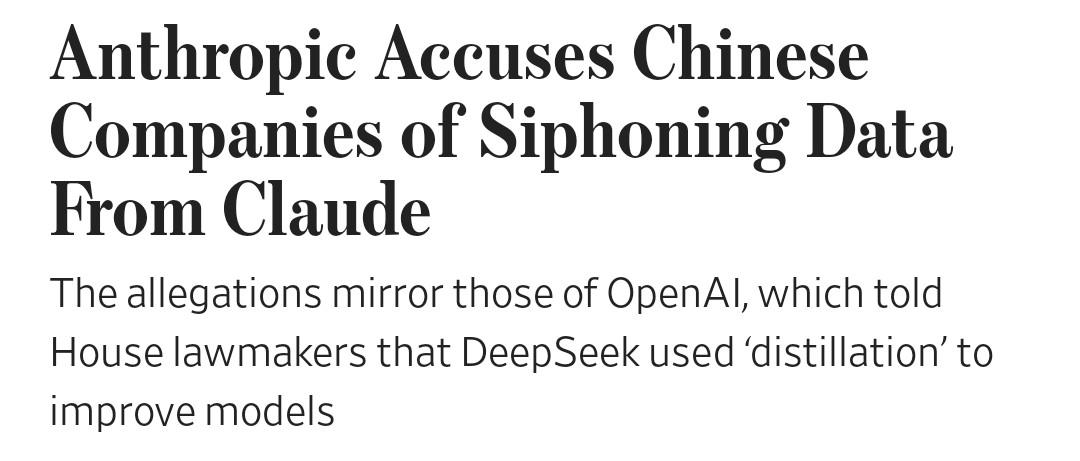 Две новости про Anthropic 1 Завтра у CEO компании состоится встреча с Министром обороны США так как Anthropic против использования своих моделей в военных целях в январе стало известно что Claude использовалась для планирования операции в Венесуэле Компания Anthropic понимает что это не встреча для знакомства заявил высокопоставленный представитель Министерства обороны изданию Axios Это не дружеская встреча Это встреча на которой действует принцип либо паши либо убирайся к черту Anthropic готовы пойти на уступки и сделать послабления в политике использования но не готовы двигаться по двум направлениям массовая слежка за американскими гражданами и разработка оружия способного вести огонь без участия человека 2 Anthropic обнаружили что как минимум 3 китайские LLM компании занимаются массовой дистилляцией моделей Это запрещено правилами пользования ну и понятно почему Anthropic не хотят этого допускать DeepSeek запалились меньше всех Anthropic атрибутируют им 150 тысяч запросов Moonshot AI авторы Kimi про которую я недавно писал лонг 3 4 миллиона запросов Больше всех отличились MiniMax более 13 миллионов запросов Три описанные кампании по дистилляции следовали схожей схеме используя мошеннические учетные записи и прокси сервисы для масштабного доступа к Claude избегая при этом обнаружения Объем структура и направленность запросов отличались от обычных паттернов использования отражая преднамеренное извлечение возможностей наших моделей Мы с высокой степенью уверенности идентифицировали каждую кампанию как конкретную лабораторию на основе корреляции IP адресов метаданных запросов индикаторов инфраструктуры а в некоторых случаях и подтверждения от отраслевых партнеров которые наблюдали те же субъекты и поведение на своих платформах Каждая кампания была направлена на наиболее разные возможности Claude агентное рассуждение использование инструментов и программирование Мы делимся техническими показателями с другими лабораториями ИИ облачными провайдерами и соответствующими органами Это позволяет получить более целостную картину ситуации с дистилляцией