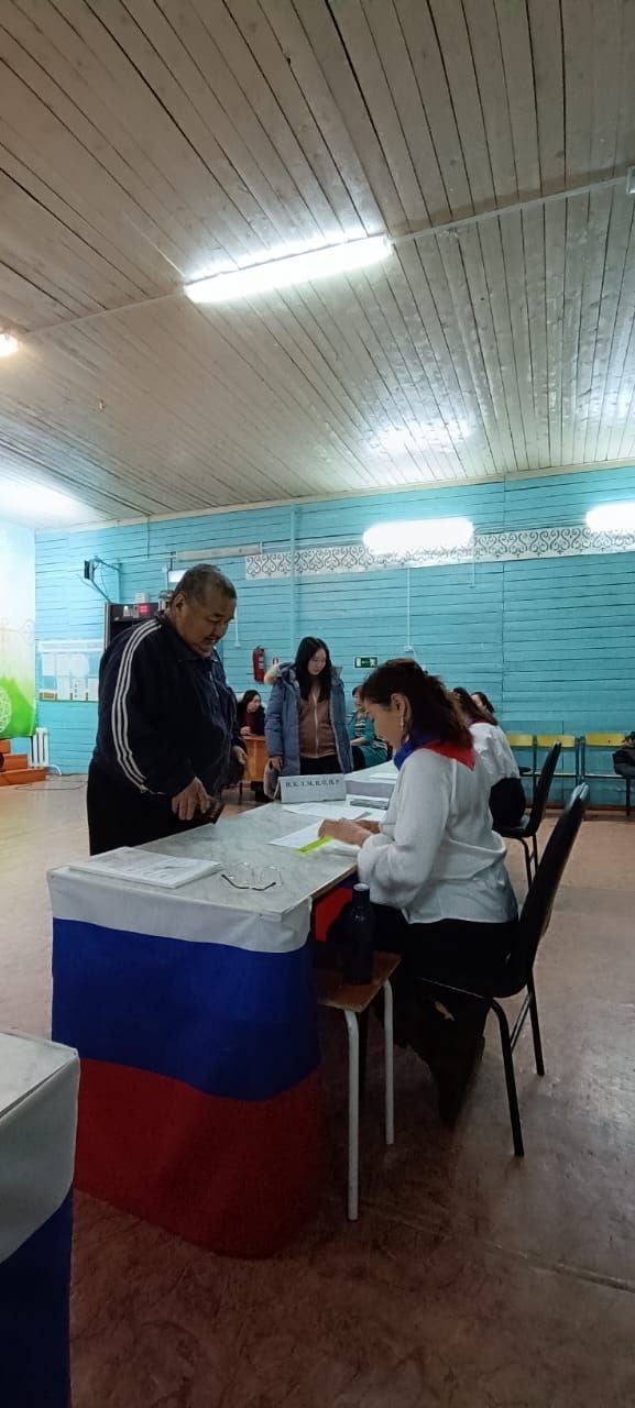 Явка избирателей в Сасыльском наслеге Томпонского района на 10:00 часов составила 20,11% от числа включенных в списки избирателей. На начало голосования в списки включены 336 избирателей.   На фото: первым в 08:00 утра голосовал Охлопков Николай Николаевич, охранник КСЦ села Кэскил.  #цикякутии  #выборыОМСУ