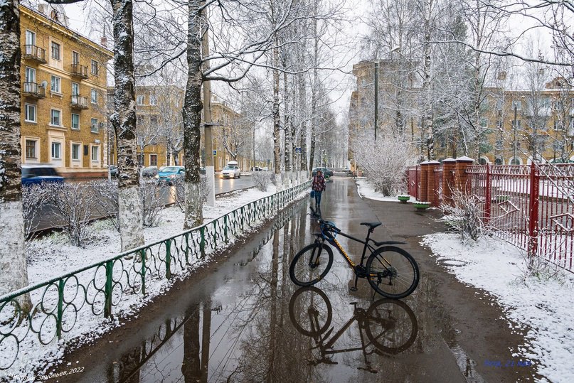 В воскресенье, 24 ноября,  северо-восток  Европейской России оказался во власти теплого сектора атлантического циклона с центром над Баренцевым морем.   В республике Коми температура воздуха достигла рекордно высоких значений, а в столице, в городе Сыктывкар,  в этот день было установлено сразу два метеорологических рекорда. На фронтах циклона за сутки выпало 21 мм осадков, причем в виде дождя! И был обновлен рекорд 1989 года с количеством осадков 14,0 мм. И температурный рекорд не устоял:  температура воздуха повысилась  до 5,4 градуса, а прежний рекорд составлял 4,6 градуса и принадлежал 2008 году. За счет такого тепла снег таял, к утру 25 ноября высота снега в Сыктывкаре уменьшилась до 1 см. Сегодня в тылу циклона в  республике будет сыпать снежок, усилится ветер и подморозит. Но ненадолго. На подходе следующий циклон.