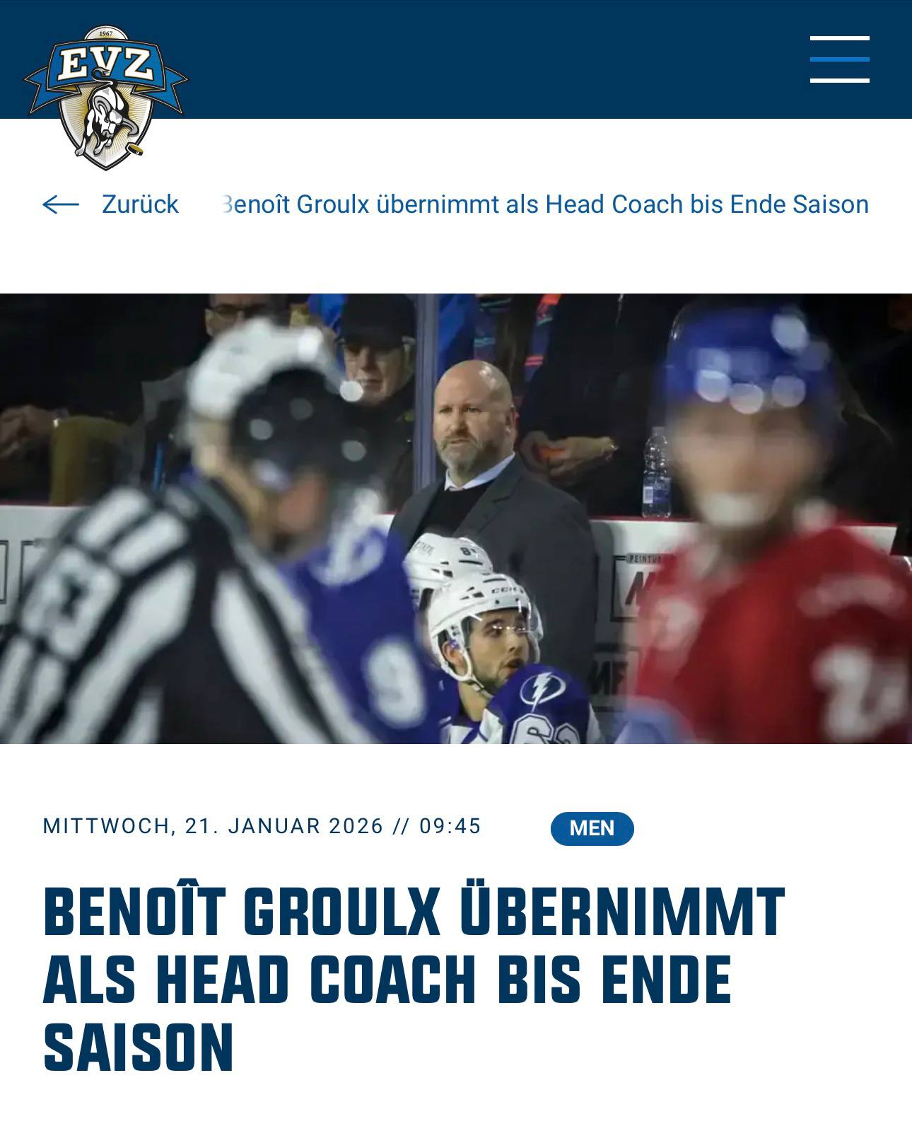 Швейцарский ЦУГ объявил о подписании Бенуа Гру на пост главного тренера Экс наставник Трактора решил вернуться в хоккей