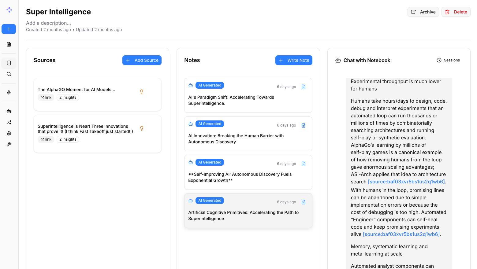 Вышел Open Notebook опенсорсный аналог NotebookLM с теми же возможностями но без ограничений Можно переключаться между разными нейросетями собирать подкасты с несколькими спикерами и проводить большие исследования прямо в интерфейсе Полезный инструмент для учебы и проектной работы ссылка здесь Service Подписаться
