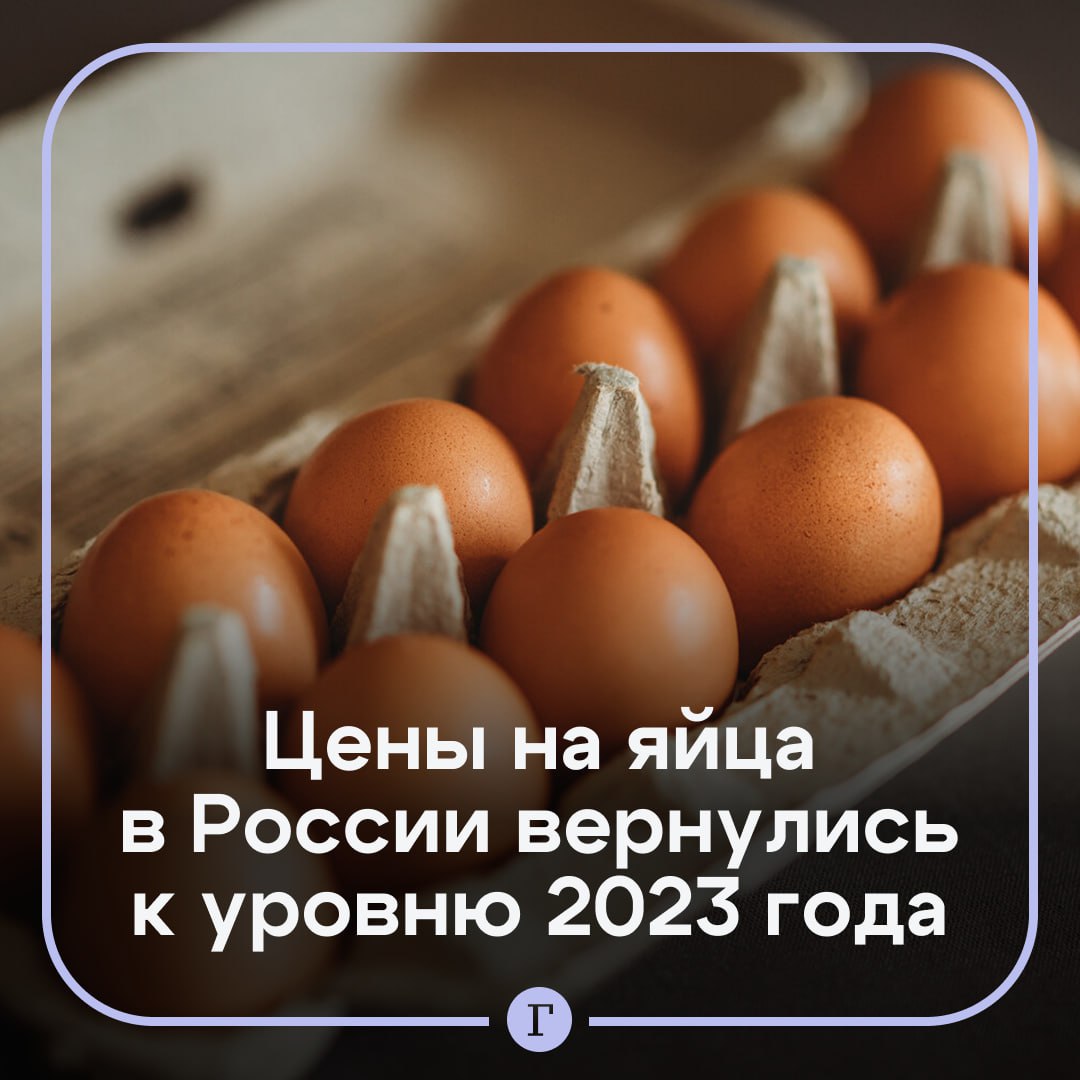 Стоимость десятка яиц упала ниже 100 рублей. Об этом говорят данные Росстата: в апреле десяток яиц стоил 102,8 рубля. При этом в мае их цена упала до 96,5 рубля. Аналитики отметили, что такой маленькой цены на яйца не было с октября 2023 года. Подписывайтесь на «Газету.Ru» Участвуйте в розыгрыше!