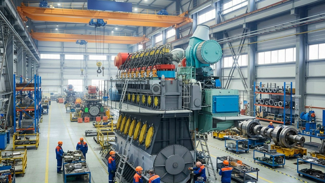 Объединенная судостроительная корпорация VK Объединенная судостроительная корпорация завершила первый этап проекта по созданию линейки отечественных судовых малооборотных двигателей для крупнотоннажного флота сформировав специализированное конструкторское бюро и завершив предпроектную проработку Результатом первого этапа работ стало создание в ОСК конструкторского бюро сотрудники которого обладают необходимыми компетенциями в области дизельного двигателестроения что позволит в короткие сроки приступить к разработке малооборотного двигателя и подготовить базу для выхода на серийное производство Специалистами созданного КБ проведен анализ спецификаций малооборотных двигателей Определен перечень и состав документации необходимый для дальнейшей разработки Также определены перечни материалов необходимых для изготовления деталей МОД деталей первой очереди длительного цикла изготовления