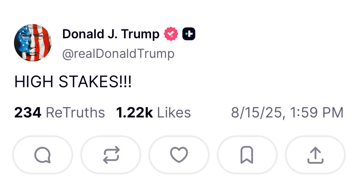 Дональд Трамп перед вылетом на Аляску: «Ставки высоки!»