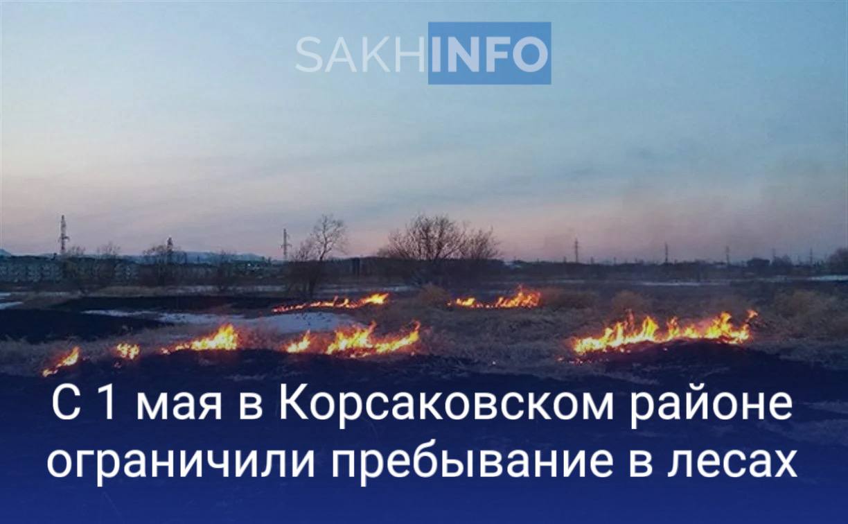 Как стало известно «Сахалин Инфо» в Сахалинской области с 1 мая начинает свое действие особый противопожарный режим в Корсаковском районе.  «Ограничение ввели на 21 календарный день в целях обеспечения пожарной безопасности и касается оно также въезда на лесную территорию на авто»,  - сообщили в региональном агентстве лесного и охотничьего хозяйства.  В это время строго запрещены:    использование мангалов и любых приспособлений для приготовления пищи на открытом огне;   разведение костров, сжигание мусора, травы и других отходов на придомовых участках, а также в садоводческих и огороднических товариществах;   выжигание сухой растительности на территориях населённых пунктов, объектов промышленности, энергетики и транспорта.  За нарушение требований предусмотрена административная ответственность по части 2 статьи 20.4 КоАП РФ. Гражданам грозит предупреждение или штраф до 20 тысяч рублей, должностным лицам — до 60 тысяч, юридическим — до 800 тысяч рублей.