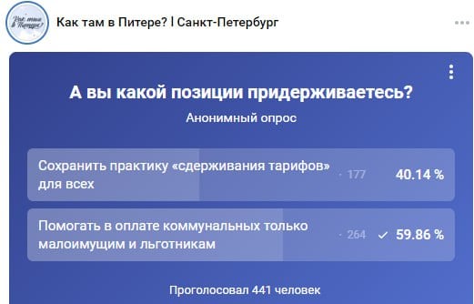 В вопросе заморозки тарифов на проезд и ЖКХ, власти выбрали справедливое решение: послабление получат только льготники    Рост тарифов в следующем году не означает, что их не получится заморозить в будущем. Ранее петербургским властям неоднократно это удавалось: в 2023 году заморозили цены на общественный транспорт и платные парковки, в 2024 году отменили повышение тарифов ЖКХ.  Кроме того, городские власти субсидируют 65% стоимости проезда в общественном транспорте.   Однако стоит помнить, что заморозка тарифов превращается в пожизненный финансовый груз для бюджета Петербурга, ведь разницу приходится покрывать из городских средств — а это налоги горожан.  Ранее на эту тему проводился опрос в соцсетях. Большинство поддержало вариант с заморозкой тарифов только для льготников