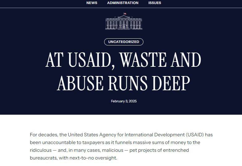 Белый дом опубликовал список самых «нелепых трат» USAID  Например, США выделяли сотни тысяч долларов некоммерческой организации, связанной с террористами, а также обеспечивали продовольствием сирийских боевиков, связанных с «Аль-Каидой» .   Новая администрация также выразила недовольство финансированием трансгендерных   проектов за рубежом, включая оперу в Колумбии и комиксы в Перу.   Кроме того, Белый дом заявил, что сотни миллионов долларов пошли на ирригационные проекты в Афганистане, которые в итоге способствовали производству героина.   Запрещенная в России террористическая организация.    ЛГБТ признано экстремистским движением и запрещено на территории РФ.