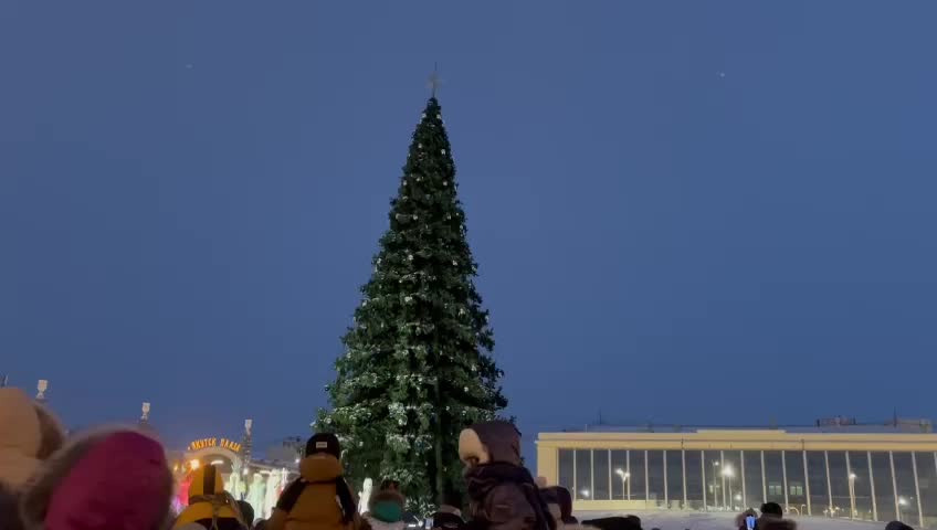 В Якутии зажглась первая новогодняя ель на площади Ленина