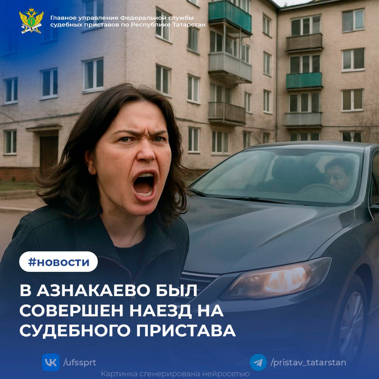 В Азнакаево был совершен наезд на судебного пристава В Азнакаево судебные приставы-исполнители выехали по адресу местной жительницы, накопившей долги на 308 тысяч рублей. Женщина не спешила расставаться с деньгами, но и с машиной — тем более. При попытке арестовать её автомобиль должница обрушила на приставов поток нецензурной брани. Пока она спорила, за рулём находился её супруг. Пара отчаянно сопротивлялась — и в какой-то момент иномарка рванула с места, совершив наезд на пристава. Несмотря на сопротивление, долг в итоге был погашен. Однако история на этом не закончилась. Материалы о наезде переданы в ОМВД России по Азнакаевскому району. Кроме того, Азнакаевский межрайонный следственный отдел СК РФ возбудил уголовное дело по ст. 318 ч. 1 УК РФ «Применение насилия в отношении представителя власти» . Теперь виновникам предстоит ответить по всей строгости закона. 1 2 3 4 5 6 7