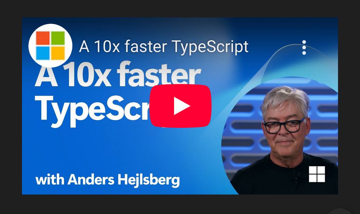 Microsoft перенесли Typescript на Golang  Теперь работает в 10 раз быстрее    это означает более быструю сборку, лучшую работу с большими проектами, оптимизацию памяти, быстрее проверку типов, проверку опечаток, рефакторинг, быстрее юнит тесты, быстрее автодополнение и лучшую работу с AI    Ссылка на блог Майкрасофта с видео -   Ссылка на ютуб видео    Кстати тут мой обзор на фильм про Typescript тут  ps. Странно что не на собственный «лоу левел» си шарп  #программирование