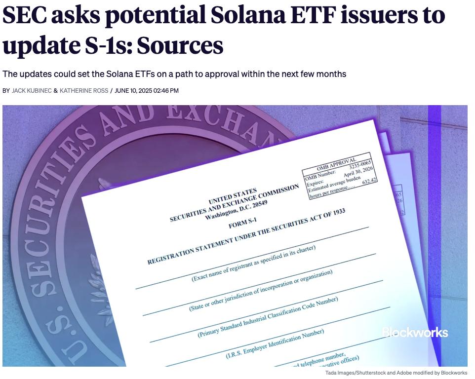 SEC разогнала процесс по Solana ETF — инсайдеры говорят, решение может быть уже через 3–5 недель По данным Blockworks, регулятор запросил у потенциальных эмитентов обновлённые формы S-1 — срок подачи всего неделя. Такая спешка намекает: запуск ETF на $SOL может случиться гораздо раньше, чем ожидалось. Buy SOL on PocketFi via TON Connect