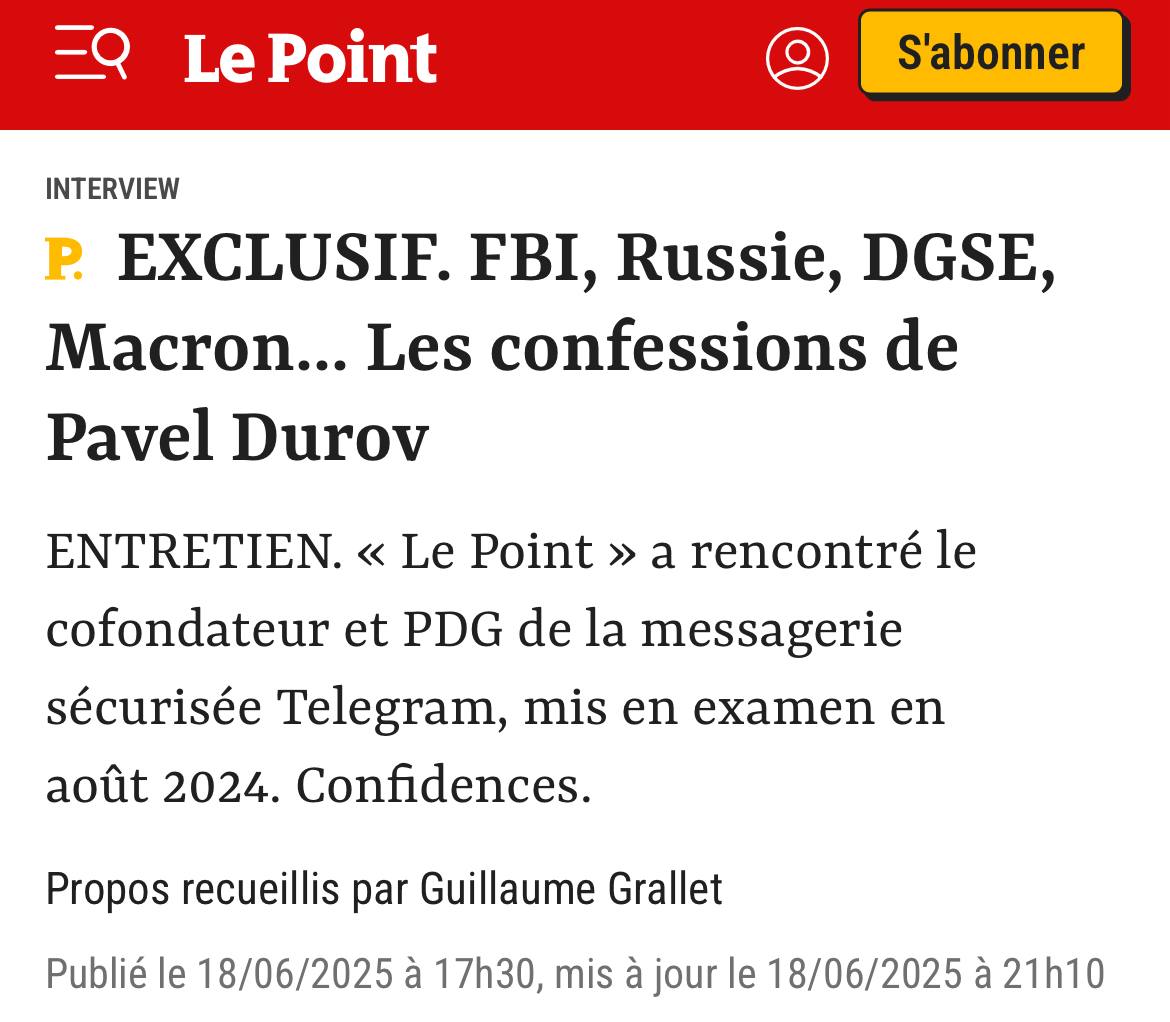 Павел Дуров дал большое интервью журналу Le Point и заявил о работе над САМОЙ МОЩНОЙ из всех существующих нейронок. Главные заявления: 1. Новая нейронка сможет «понимать мир», потому что будет отличаться от всех больших современных языковых моделей. Над ИИ работает брат Павла Николай, который был главным архитектором Telegram и «ВКонтакте». 2. Обвинения в свой адрес со стороны французских властей Павел назвал «абсурдными». По его словам, наказание происходит без суда, так как ему запретили выезд из страны, что мешает видеться с больными родителями и новорожденным сыном. 3. Telegram до сих пор не приносит Дурову личного дохода и имеет долг перед инвесторами в 2 миллиарда долларов. 4. Дуров отклонил предложение Google о покупке Telegram за 1 миллиард долларов, заявив, что площадка никогда не будет продана. В случае смерти основателя площадкой будет управлять некоммерческий фонд. 5. Сам Павел Дуров оставил завещание, по которому его дети получат доступ к его состоянию только через 30 лет. Павел Валерьевич как всегда наш слон