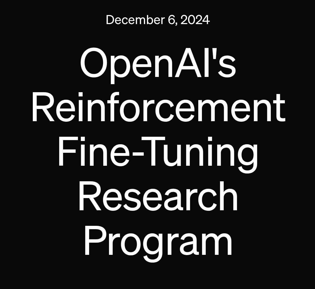 Файнтюнинг o1 - второй анонс OpenAI.  Простыми словами, появится возможность натренировать o1 на данных из какой-либо области и сделать модель экспертом в ней.  Что удивительно, для успешного файнтюнинга достаточно будет скормить модели ~20 примеров решённых задач по нужной сфере.   ‍  Функция станет общедоступной в 2025 году.