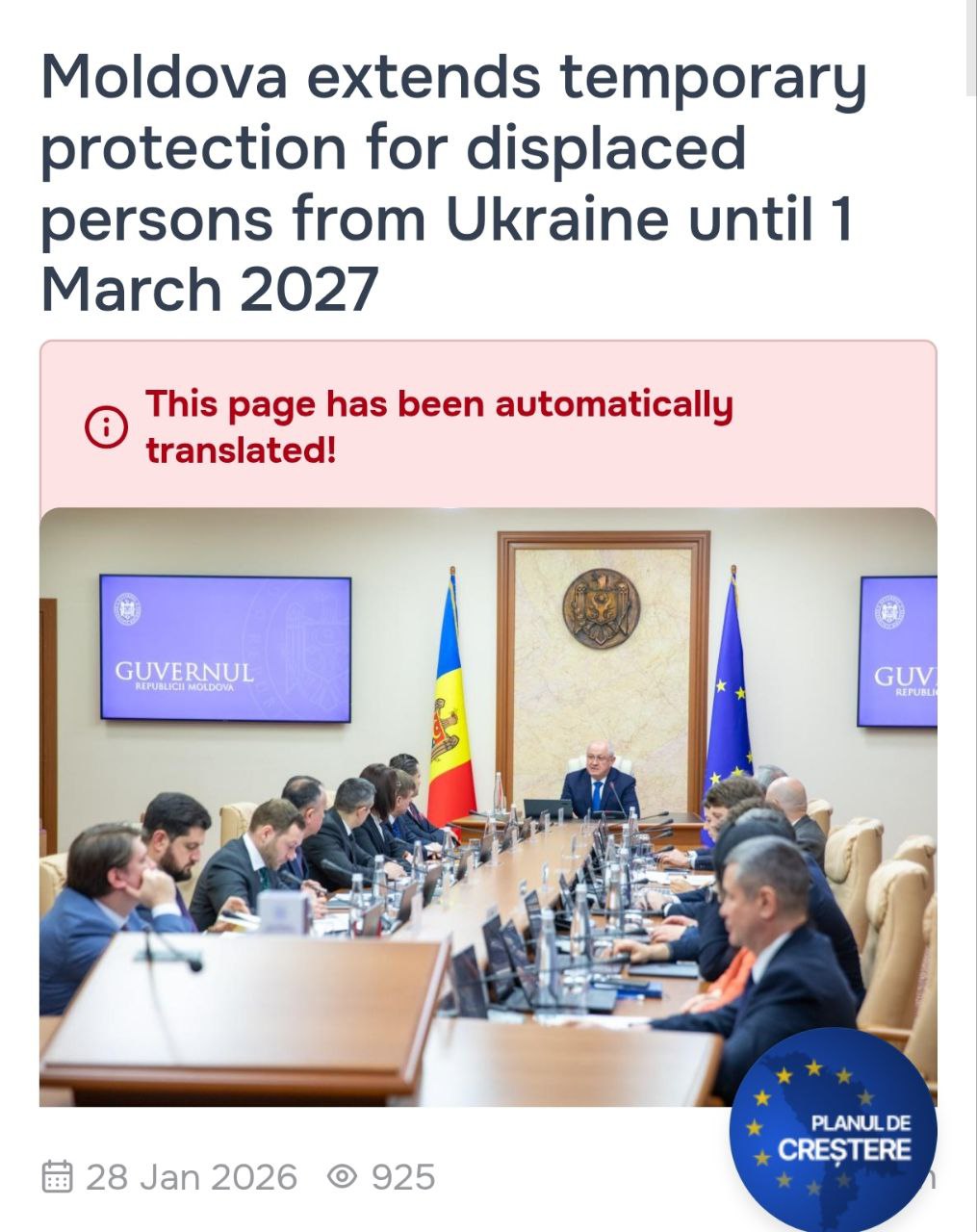 Молдова продлила временную защиту для украинских беженцев до 1 марта 2027 года Об этом сообщило МВД страны Для тех кто уже имеет статус временной защиты вводится онлайн механизм продления Подать заявку можно будет с 1 февраля по 30 апреля 2026 года Электронная система позволит обновлять данные без личного визита и снизить нагрузку на миграционные службы МВД Молдовы напоминает что в 2024 2025 годах документы продлевались автоматически однако за это время значительная часть беженцев покинула страну Отмечается что несовершеннолетние со статусом временной защиты которым исполнилось 14 лет в период с 1 марта 2023 года по 1 января 2026 года ранее должны были лично явиться в миграционные органы для сдачи отпечатков пальцев При выполнении всех требований статус и срок действия документов будут автоматически обновлены в системе Проверить продление можно будет по QR коду на обратной стороне документа Те кто не подаст заявление в установленный срок утратят временную защиту но смогут оформить ее повторно