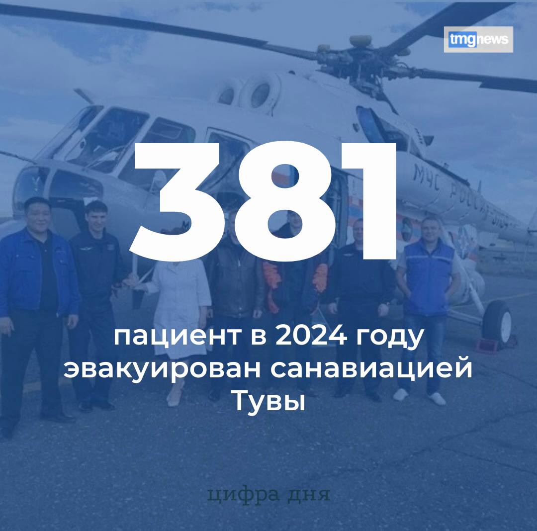 381 пациент в течение 2024 года эвакуирован санитарной авиацией Тувы. Выполнено 198 вылетов за 715 летных часов, в том числе 16 вылетов осуществлены в федеральные клиники за пределы республики. Среди эвакуированных пациентов – 76 детей, в том числе 32 малыша до года.  По данным Минздрава Тувы