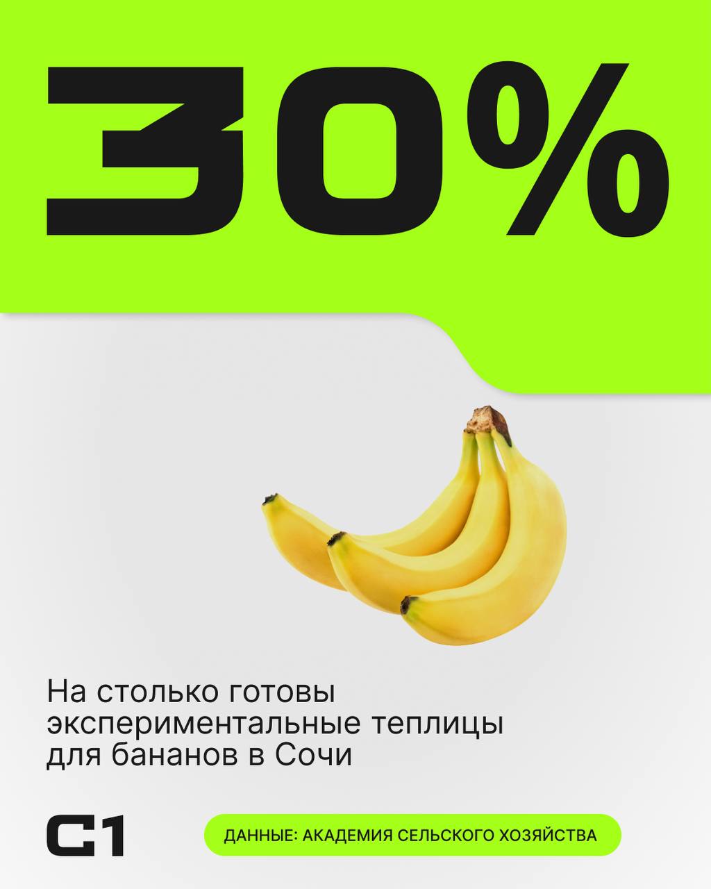 Площадь каждой теплицы составит около 500 кв. м. Первый урожай ожидается к концу 2025 года — началу 2026-го. Предварительно, розничная стоимость отечественных бананов составит порядка 120–140 руб. за килограмм. Подписаться Прислать новость