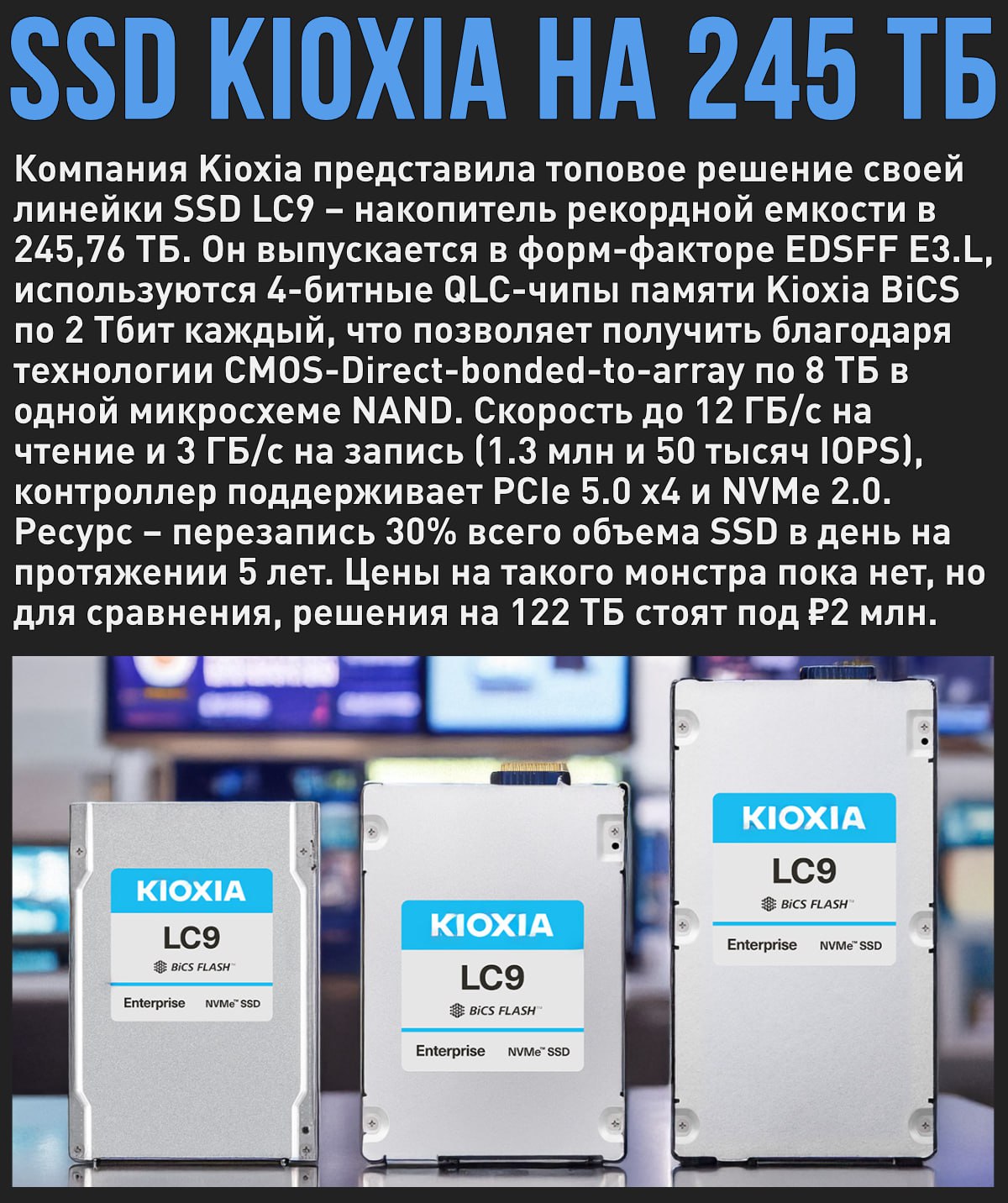 Kioxia показала SSD на 245 ТБ Мой Компьютер