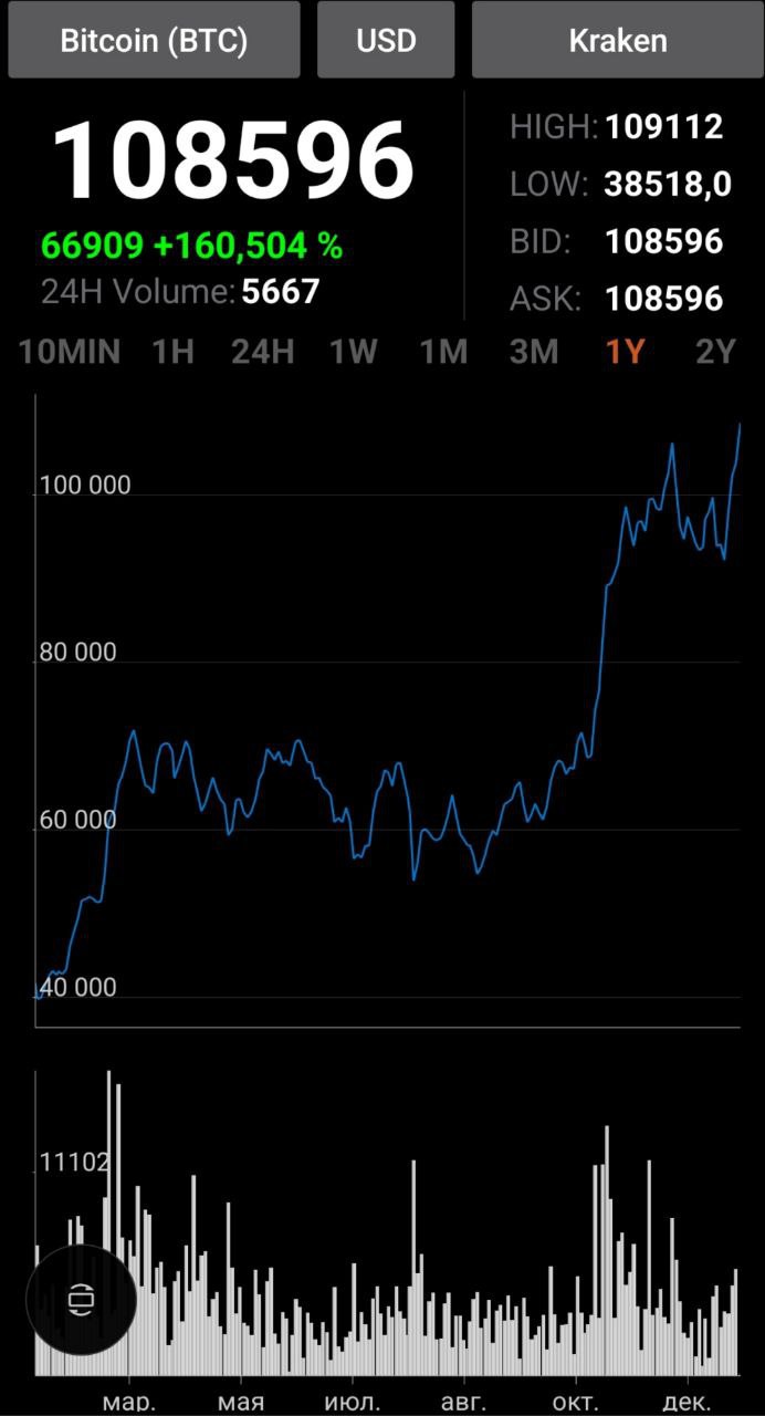 Биткоин ставит новые рекорды и готов штурмовать отметку в $110.000.