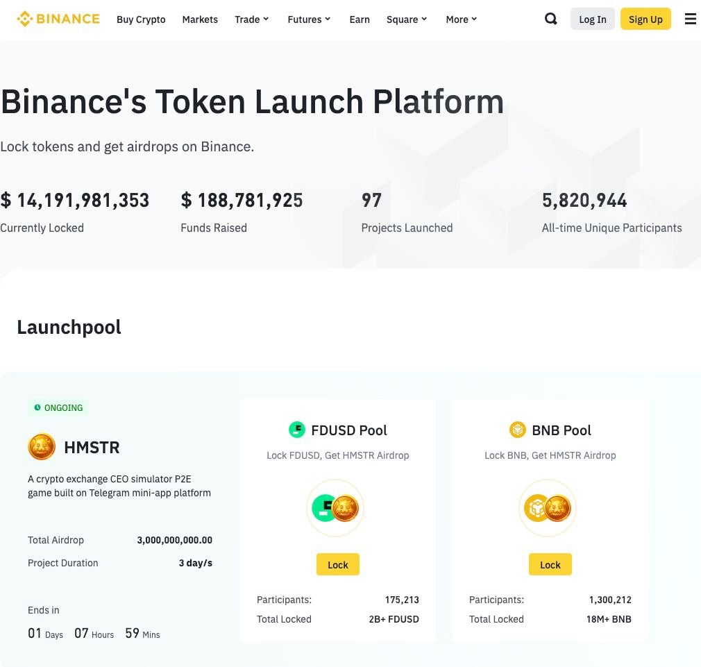 LAUNCHPOOL ALERT      Сообщество Binance уже заблокировало FDUSD и BNB на сумму более 14 миллиардов USDT за 3 миллиарда токенов $HMSTR.    ⏳ Если в вашем портфеле есть BNB и FDUSD, вы все еще можете принять участие в $HMSTR Launchpool!   Остался всего 1 день