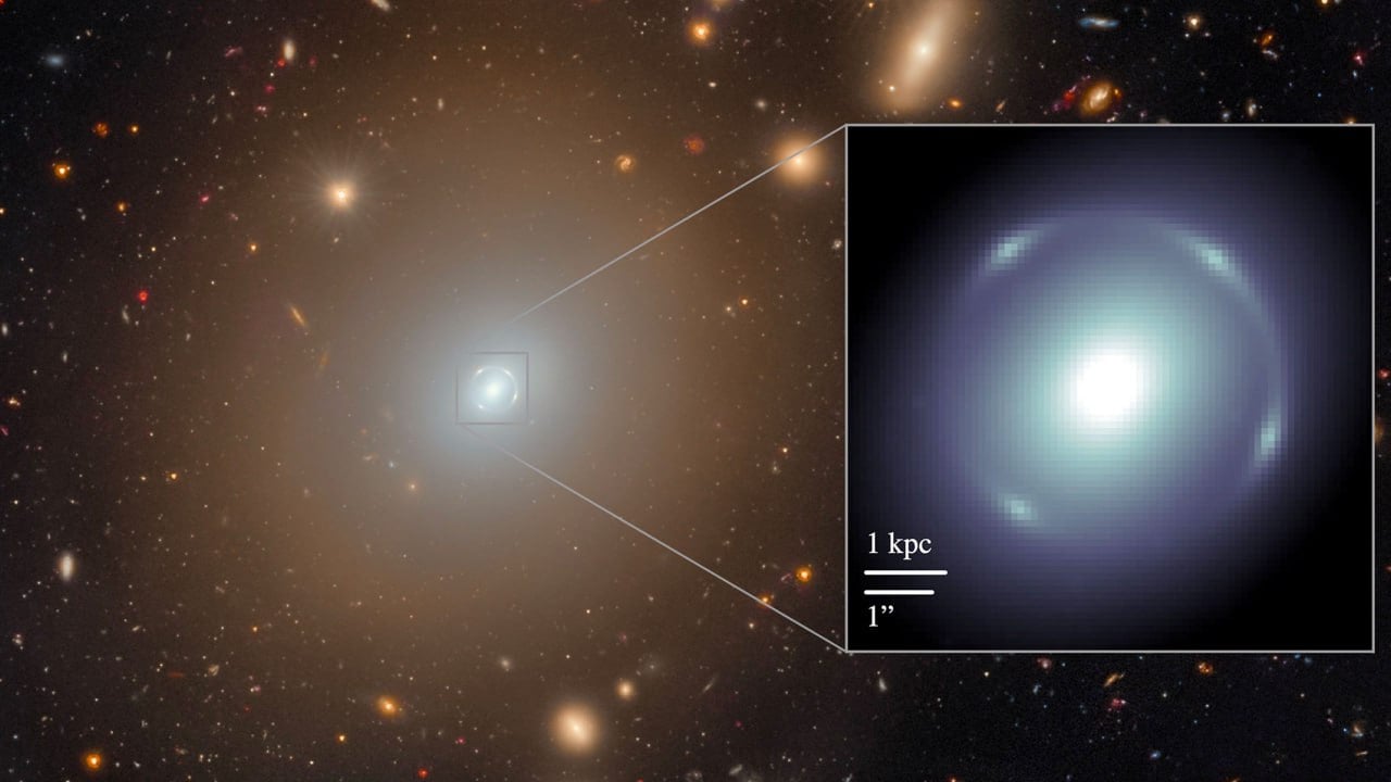 В галактике NGC 6505 открыли "кольцо Эйнштейна"!  "Кольцо Эйнштейна" - это результат гравитационного линзирования, когда на одном луче зрения оказывается два массивных тела: в данном случае это галактика NGC6505, расположенная в 600 млн световых годах от Земли, и вторая галактика в 4,4 млрд. световых годах!   Так как обе галактики оказались на одной прямой, то ближайшая из них играет роль линзы для нас и создает искаженное изображение далекой галактики в виде кольца.  Самое интересное, что галактика-прародитель "кольца" давно известна астрономам. Она была внесена в каталог "New General Catalogue"  NGC  еще 140 лет назад, но только сейчас астрономы с помощью нового космического ИК-телескопа "Евклид"  1,2-метра  заметили кольцо вокруг ядра галактики.  Галактика NGC 6505 находится около известной планетарной туманности "Кошачий глаз"  NGC 6543  в созвездии Дракона. Блеск галактики +15 зв.вел., угловой размер порядка 1 угловой минуты.  А вот угловой диаметр "кольца Эйнштейна" галактики NGC 6505 составляет всего 5 угловых секунд. Это в 3 раза меньше центральной части "Кошачего глаза" или в 2 раза больше диска Нептуна.  Возникает вопрос: а может ли любитель астрономии заснять это явление? Вполне возможно, что на пределе крупнейших любительских телескопов это достижимо, но только фотографически и методом "Lucky imaging".  Кстати, есть возможность поработать с данными с космического телескопа "Евклид" в рамках проекта "Galaxy-Zoo" и может вы найдете еще одно "Кольцо Эйнштейна".