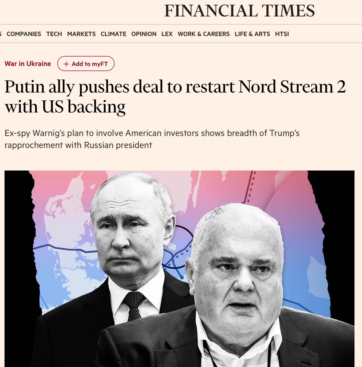 Во как! Financial Times сегодня публикует «сенсацию»: бывший агент Штази с помощью неких американских инвесторов ищет выходы на администрацию Трампа с целью запустить Северный поток. Газета для достоверности даже приводит некоторые детали закулисных усилий в этом направлении.  Внутри статьи скромно и неброско приводятся слова самого этого «агента Штази»  на самом деле - бывшего управляющего директора компании Nordstream AG Маттиаса Варнига , который на пальцах поясняет, почему он никак не мог участвовать ни в каких переговорах с американцами - да потому что он сам находится в санкционных списках США! Но кого это волнует?  Да, на всякий случай поясню: автором этой «сенсации» является штатный русофоб FT Макс Седдон - тот самый, который несколько месяцев назад разгонял фейк о том, что в России закончилось сливочное масло.