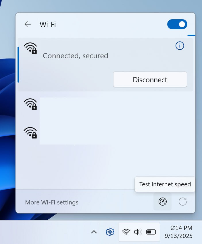 В Windows появится встроенный SpeedTest на панели задач добавят кнопку для проверки интернета Клик и в Bing сразу показывается скорость входящего и исходящего соединения Редкий апдейт который реально пригодится в России