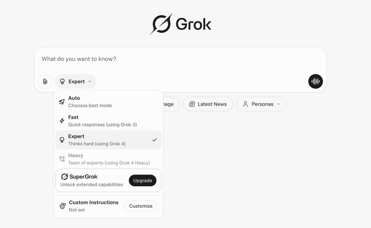 Grok 4 сделали бесплатным для всех — за модель от Маска больше не нужно платить $300 в год.   По ключевым тестам она чуть уступает GPT-5, а в ряде задач даже обгоняет, особенно в кодинге и разработке приложений.   Доступ — 5 запросов каждые 12 часов.    1337