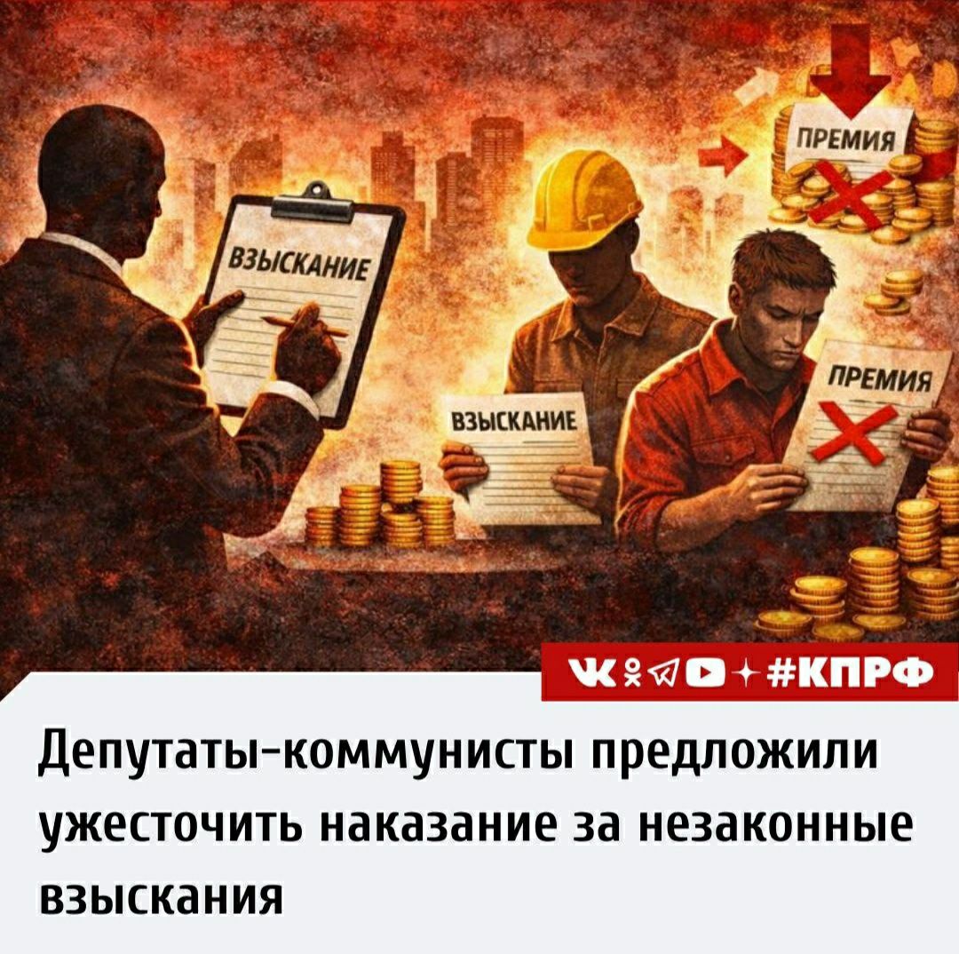 Депутаты фракции КПРФ предложили ужесточить наказание за незаконные взыскания Депутаты Госдумы от КПРФ во главе с первым зампредседателя партии Юрием Афониным предложили ужесточить ответственность работодателей за наложение незаконных дисциплинарных взысканий на сотрудников Законопроект с соответствующими изменениями в КоАП отправлен на отзыв в правительство РФ Наложение работодателем дисциплинарного взыскания признанного в последствии незаконным на работника равно как нарушение порядка привлечения работника к дисциплинарной ответственности влечет наложение административного штрафа на должностных лиц в размере от 30 тысяч до 50 тысяч рублей на лиц осуществляющих предпринимательскую деятельность без образования юридического лица от 30 до 50 тысяч рублей на юридических лиц от 100 тысяч до 200 тысяч рублей говорится в тексте законопроекта За повторное совершение данного правонарушения коммунисты предлагают накладывать на должностных лиц штраф в размере до 200 тысяч рублей или дисквалификацию на срок от одного до трех лет на ИП штраф в размере до 80 тысяч рублей а на юрлиц штраф в размере от 200 тысяч до 500 тысяч рублей Кроме того троекратное совершение данного правонарушения повлечет за собой наложение штрафа на должностных лиц в размере до 300 тысяч и дисквалификацию на срок до пяти лет на ИП от 80 до 100 тысяч рублей и на юрлиц от 500 до 700 тысяч рублей отмечается в тексте законопроекта В беседе с РИА Новости депутат Госдумы Алексей Куринный отметил что санкция за совершение данного административного правонарушения долгое время не индексировалась По его словам законопроект разработан для прекращения многочисленных случаев необоснованного привлечения работников к ответственности В настоящее время наказание выражается в предупреждении или наложении административного штрафа на должностных лиц в размере от одной тысячи до пяти тысяч рублей на индивидуальных предпринимателей от одной тысячи до пяти тысяч рублей на юридических лиц от 30 до 50 тысяч рублей объяснил депутат Подпишись на КПРФ ДОН КПРФ Госдума работа штрафы